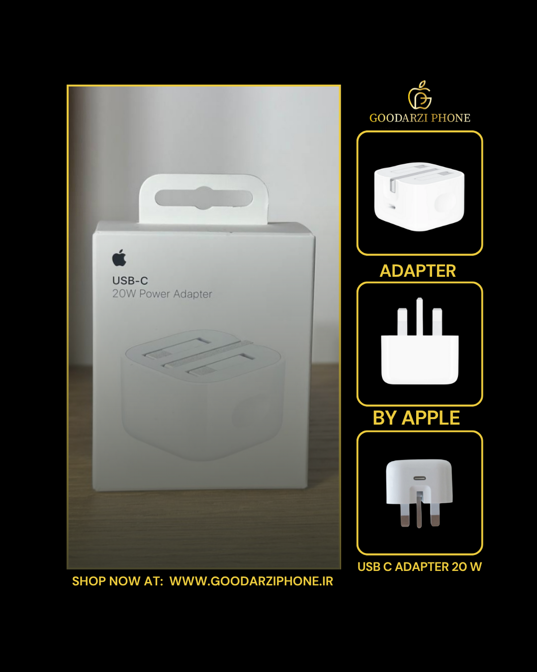 کله گی شارژر دیواری اپل 20 وات اورجینال USB C Adapter 20W