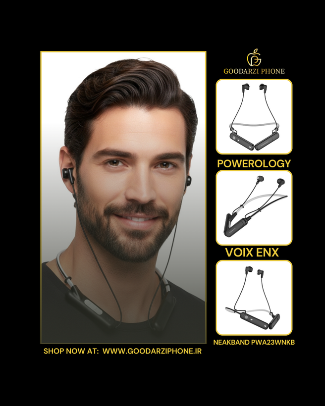 هندزفری گردنی پاورولوژی مدل Powerology VOIX ENC Neckband PWA23WNKB