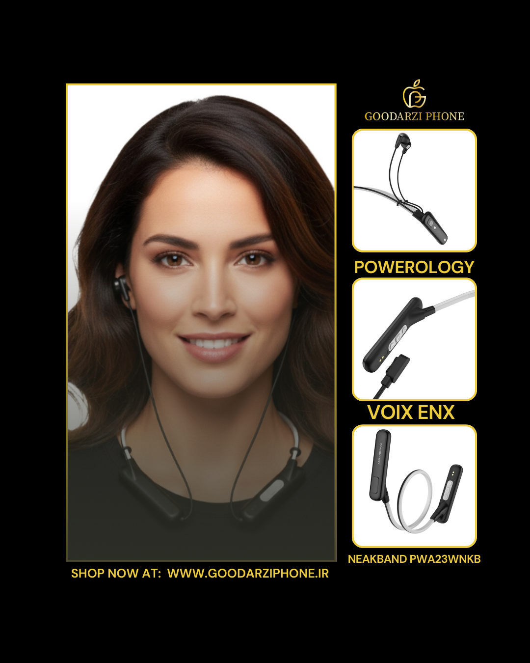 هندزفری گردنی پاورولوژی مدل Powerology VOIX ENC Neckband PWA23WNKB