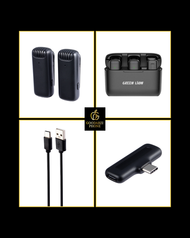 میکروفون بی سیم دووکاست تایپ سی گرین لاین مدل Green Lion GN2WMICTYCBK