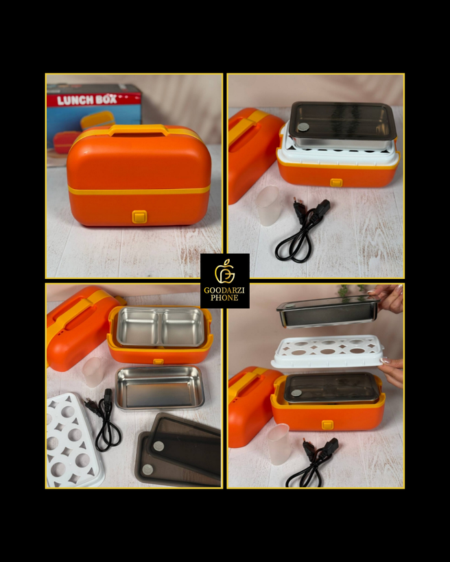 ظرف غذای برقی دو طبقه به همراه تخم مرغ آبپزکن با گنجایش 1.1 لیتر