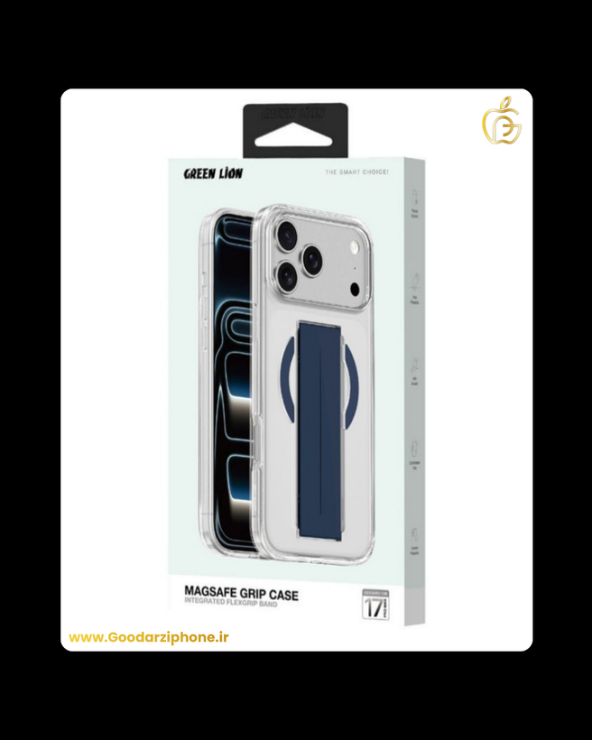 قاب شفاف اورجینال و دستگیره دار مدل Green Lion MagSafe Grip Case for iPhone 17 Pro/Pro Max