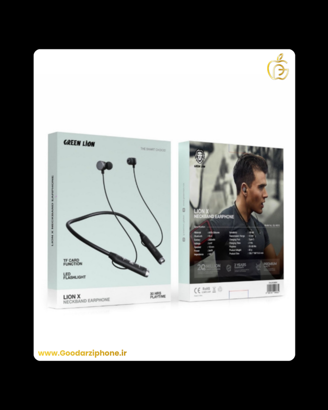 هندزفری بلوتوثی دورگردنی گرین لاین مدل Lion X Neckband Earphone