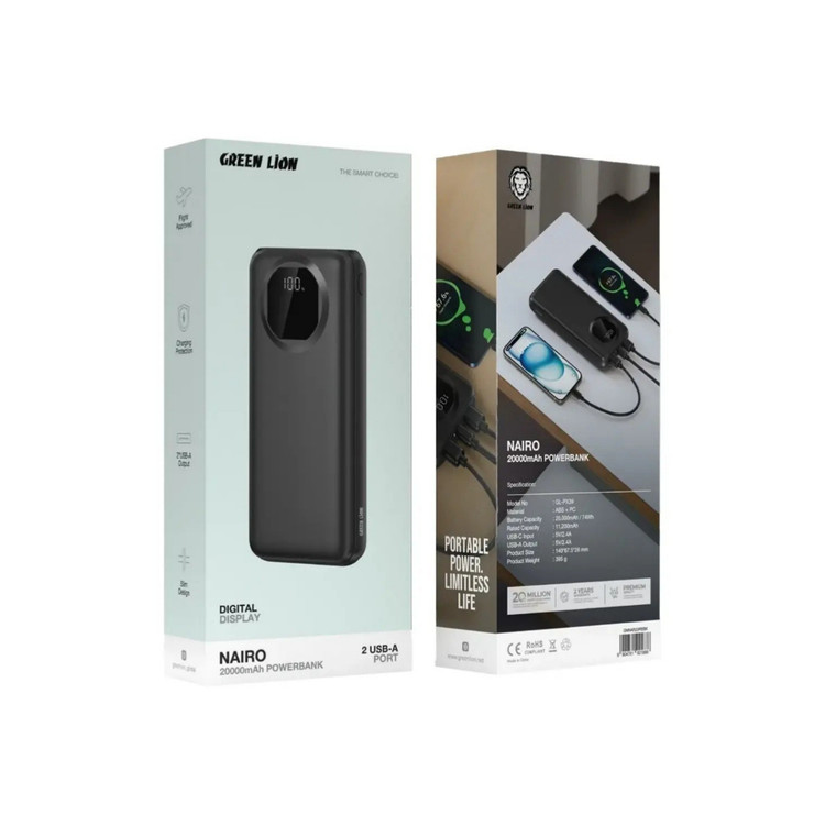 پاور بانک نایرو 20000 میلیآمپر 20 وات گرین Green Lion Nairo 20000mAh Power Bank PD 20W